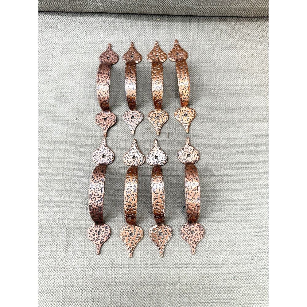 8-NOS Metal Hammered Copper Color DRAWER PULLS 5" Cabinet Door Handles